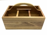 Handcrafted Acacia Wood Flatware Caddy with Carry Handle